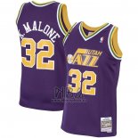 Camiseta Utah Jazz Karl Malone NO 32 Mitchell & Ness 1991-92 Violeta